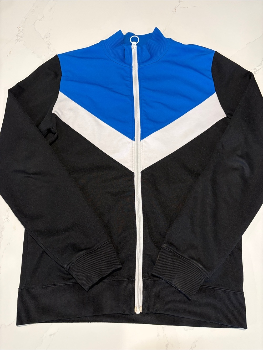 Simons Le 31 Blue and Black Chevron Zip-Up Track Jacket Size Medium